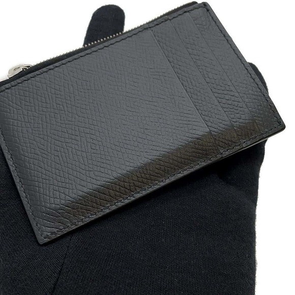 Celine Card Case with Zip Logo Calf Leather Wallet Black Coin - Picture 6 of 12